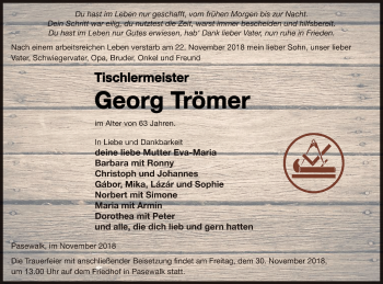 Traueranzeige von Georg Trömer von Haff-Zeitung