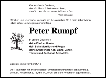 Traueranzeige von Peter Rumpf von Pasewalker Zeitung