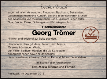 Traueranzeige von Georg Trömer von Haff-Zeitung