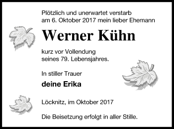Traueranzeige von Werner Kühn von Pasewalker Zeitung