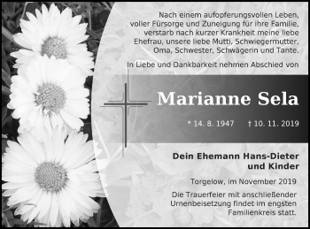 Traueranzeige von Marianne Sela von Haff-Zeitung