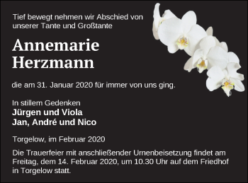 Traueranzeige von Annemarie Herzmann von Haff-Zeitung