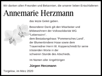 Traueranzeige von Annemarie Herzmann von Haff-Zeitung