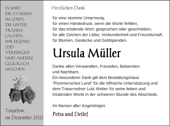 Traueranzeige von Ursula Müller von Haff-Zeitung