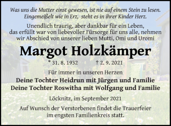 Traueranzeige von Margot Holzkämper von Pasewalker Zeitung