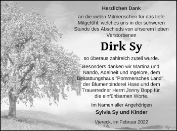 Traueranzeige von Dirk Sy von Pasewalker Zeitung