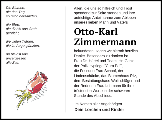 Traueranzeige von Otto-Karl Zimmermann von Templiner Zeitung