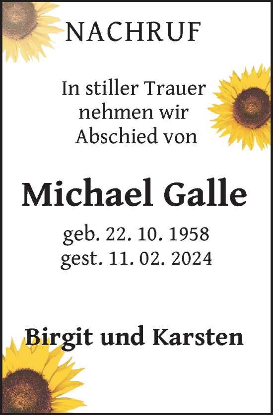Traueranzeige von Michael Galle von Uckermark Kurier Prenzlauer Zeitung