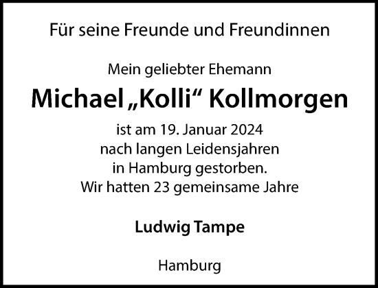 Traueranzeige von Michael Kollmorgen 