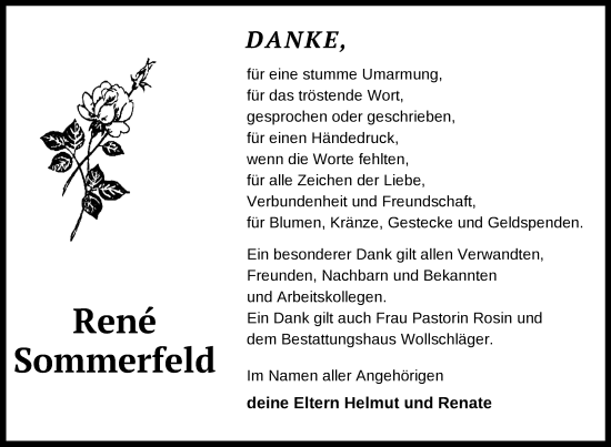Traueranzeige von Rene Sommerfeld von Uckermark Kurier Templiner Zeitung