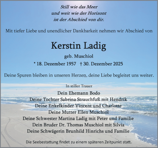 Traueranzeige von Kerstin Ladig von Güstrow und Bützow