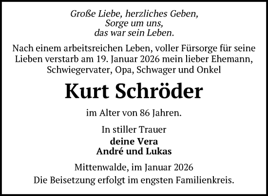 Traueranzeige von Kurt Schröder von Uckermark Kurier Templiner Zeitung