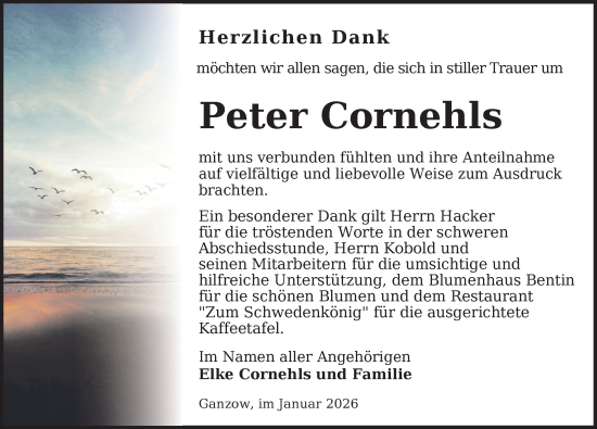 Traueranzeige von Peter Cornehls von Gadebusch - Rehnaer Zeitung
