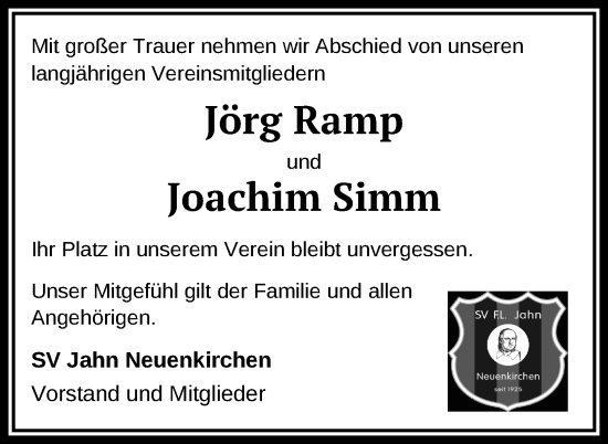 Traueranzeige von Joachim Simm von Nordkurier Neubrandenburger Zeitung, Nordkurier Grosso