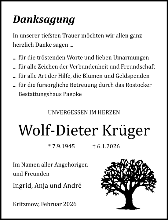 Traueranzeige von Wolf-Dieter Krüger von Norddeutsche Neueste Nachrichten